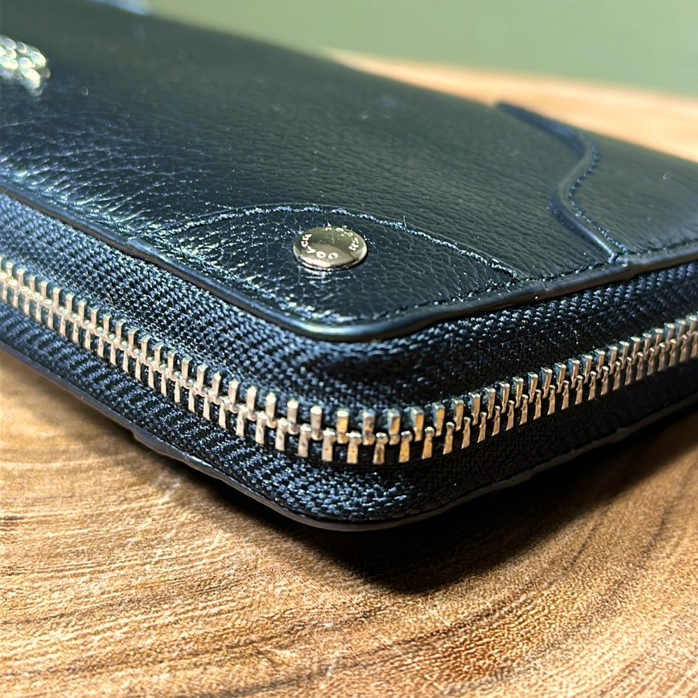 COACH Mickie Accordion Zip Wallet in Black Grain Leather - Picture 8 of 16